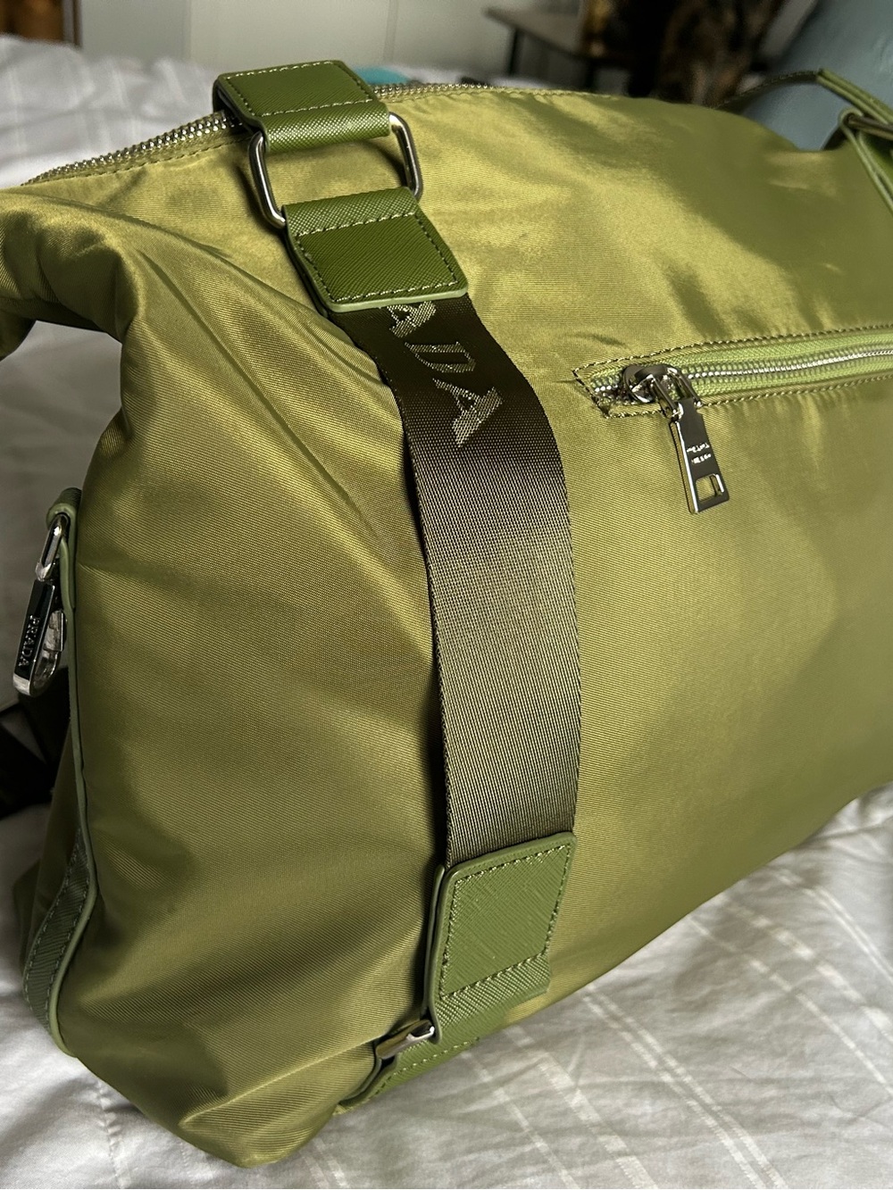 Prada Tessuto nylon shoulder tote bag in Olive Green color. ONLY USED ONCE. - Picture 6 of 14
